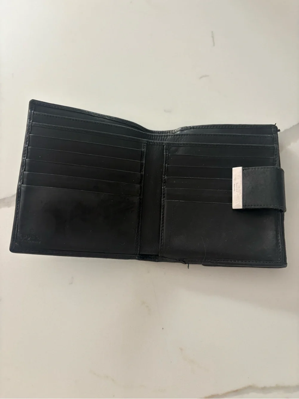 Gucci Black GG Monogram Small Wallet with Silver Tone Hardware - Picture 4 of 6